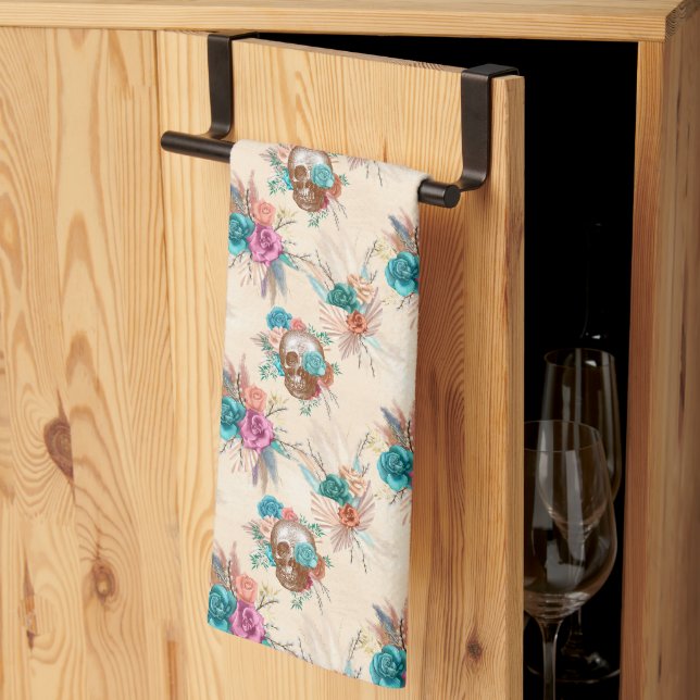 Boho Skull Series Design 3  Kitchen Towel (Thirds Fold)