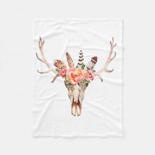 BoHo Skull Watercolor Custom Fleece Blanket