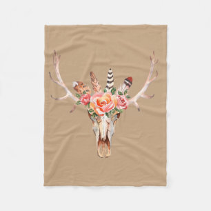 BoHo Skull Watercolor Custom Fleece Blanket