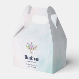 Boho Skull with Butterflies and Flowers Thank You Favor Box