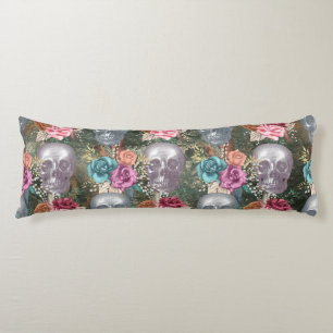 Boho Skull with Flowers Body Pillow