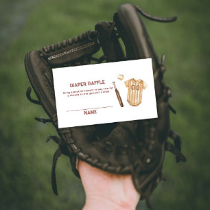 Boho Slugger Baseball Diaper Raffle Baby Shower  Enclosure Card