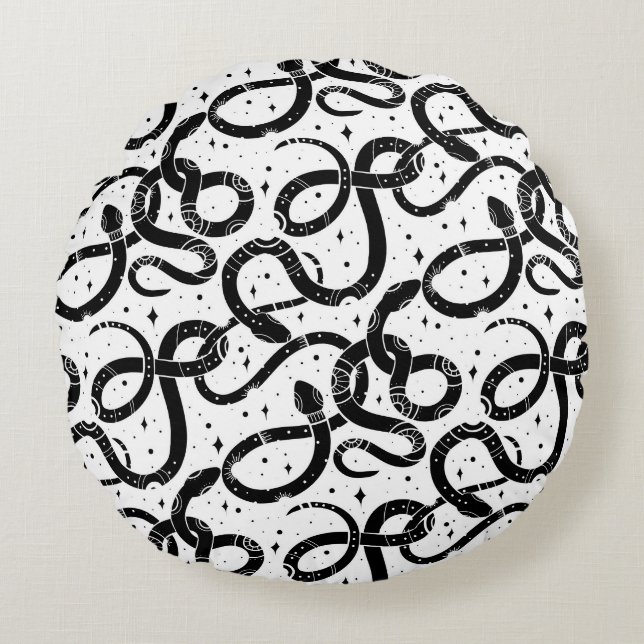 Boho snakes round pillow (Front)