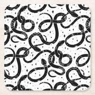 Boho snakes square paper coaster