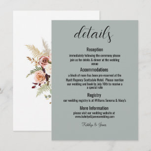 Boho Soft Coloured Roses & White Flowers Wedding Enclosure Card