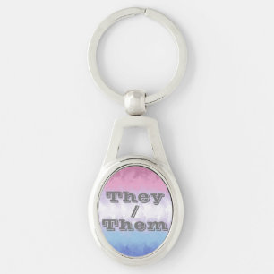Boho Soft Customizable Pronoun Bigender Pride Flag Keychain