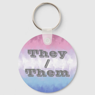 Boho Soft Customizable Pronoun Bigender Pride Flag Keychain