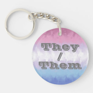 Boho Soft Customizable Pronoun Bigender Pride Flag Keychain