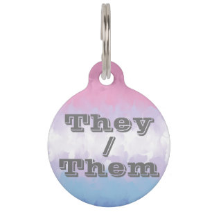 Boho Soft Customizable Pronoun Bigender Pride Flag Pet Tag