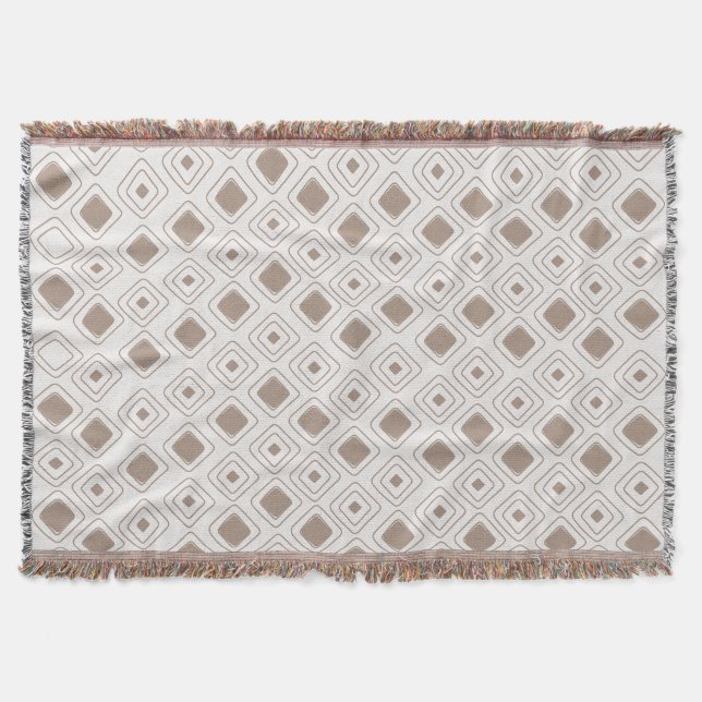 Boho Soft Neutral Tribal Geometric Aztec Pattern Throw Blanket (Front)