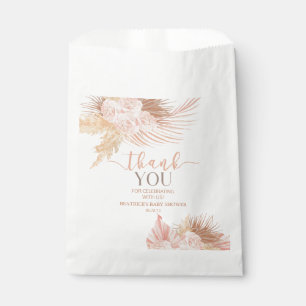 Boho Soft Pink Floral Flowers Baby Shower Favour Bag