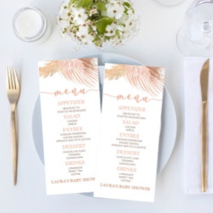 Boho Soft Rose Floral Baby shower menu alimentaire