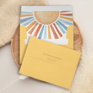 Boho soleil soleil bleu enveloppes 5x7 carte
