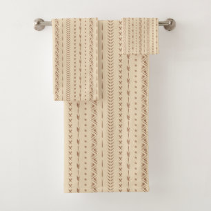Boho Southwestern Geometric Stripe Warm Neutral Bath Towel Set