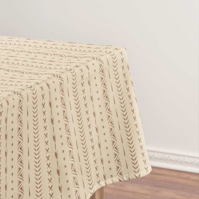 Boho Southwestern Geometric Stripe Warm Neutral Tablecloth (In Situ)