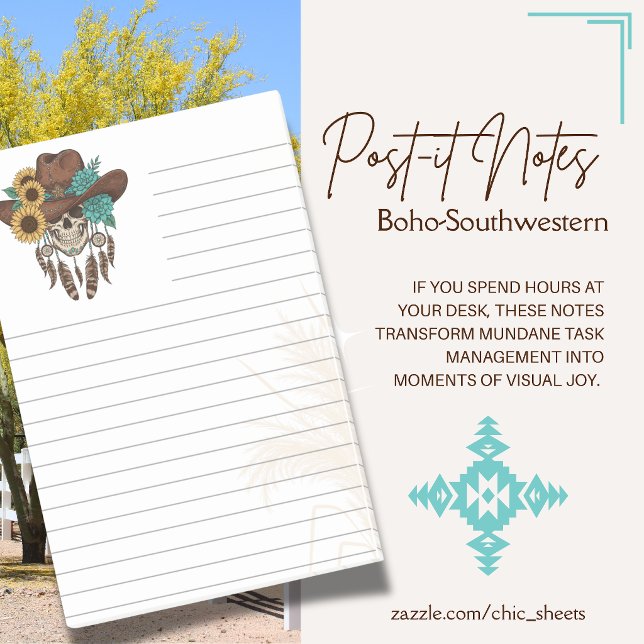 Boho-Southwestern Style Flair Lined 3M  Post-it Notes (Creator Uploaded)