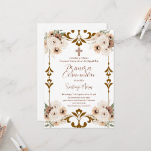 Boho Spanish First Holy Communion Invitation