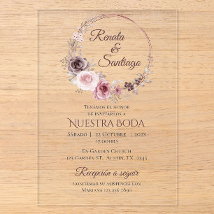 Boho Spanish Wedding Acrylic Invitation