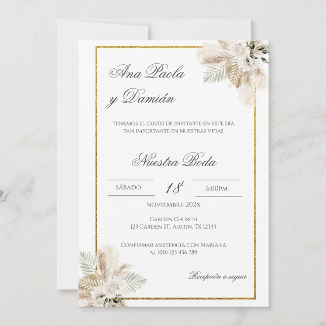 Boho Spanish Wedding Invitation (Front)