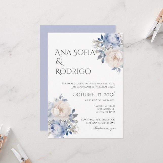 Boho Spanish Wedding Invitation (Front/Back In Situ)