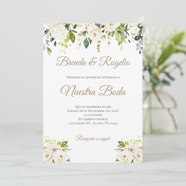 Boho Spanish Wedding Invitation (Standing Front)