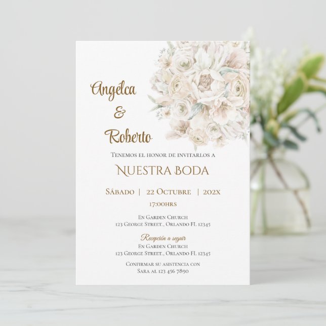Boho Spanish Wedding Invitation (Standing Front)