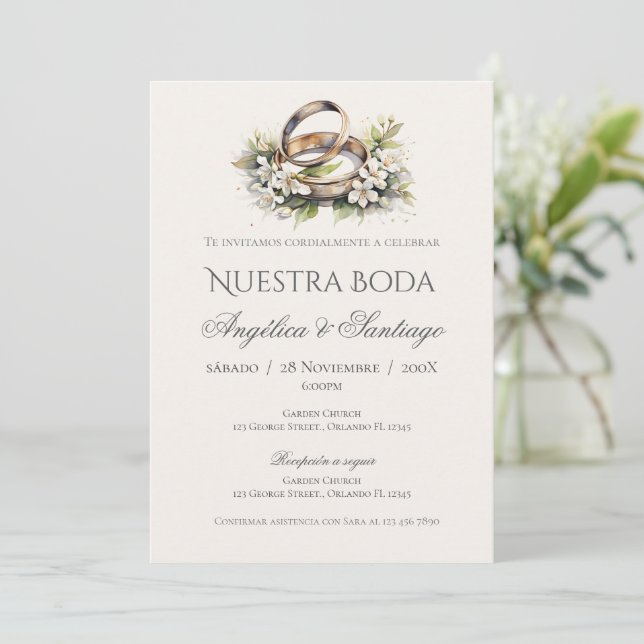 Boho Spanish Wedding Invitation (Standing Front)