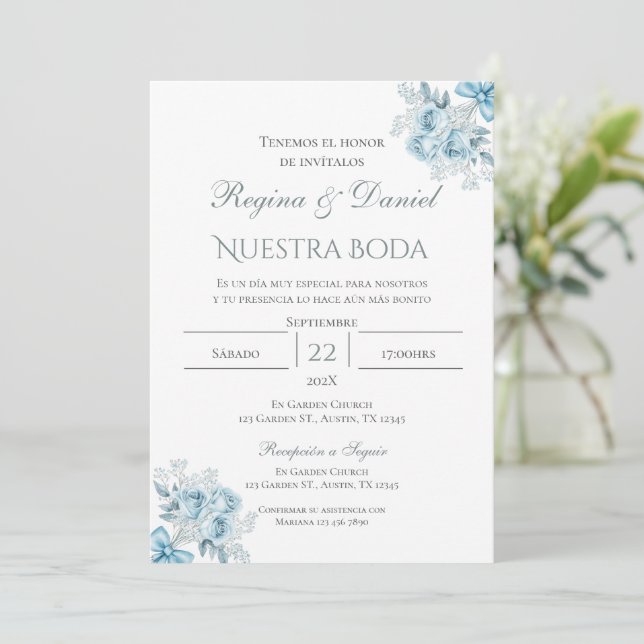 Boho Spanish Wedding Invitation (Standing Front)