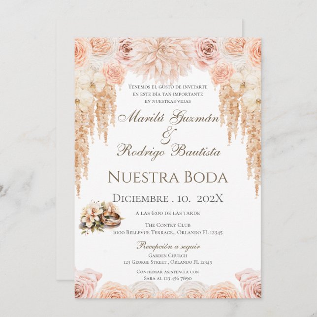 Boho Spanish Wedding Invitation (Front/Back)