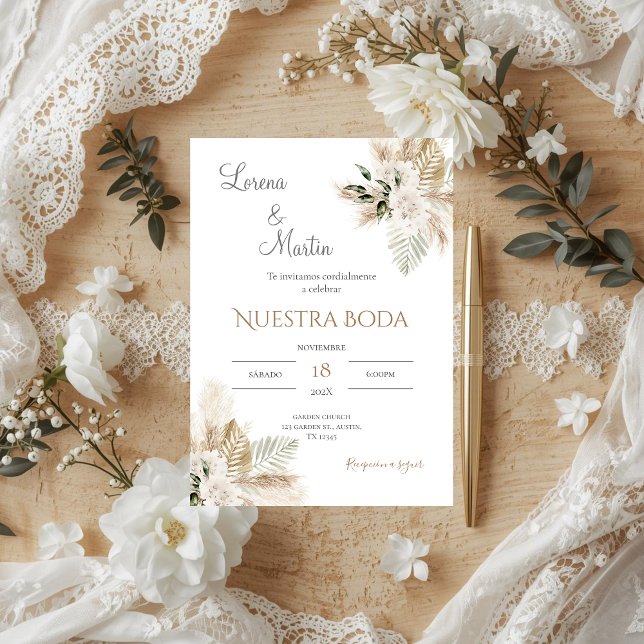 Boho Spanish Wedding Invitation (Créateur téléchargé)