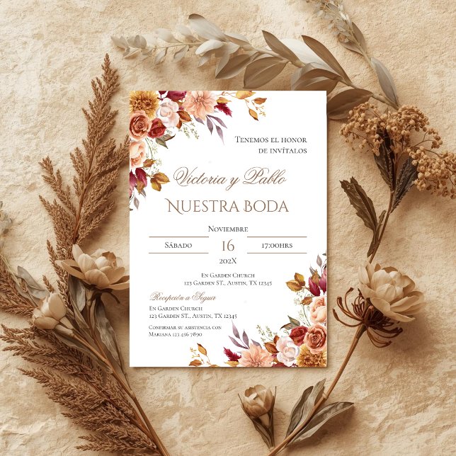 Boho Spanish Wedding Invitation (Creator Uploaded)