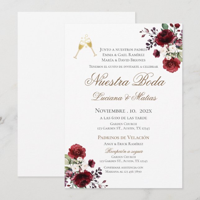 Boho Spanish Wedding Invitation (Front/Back)