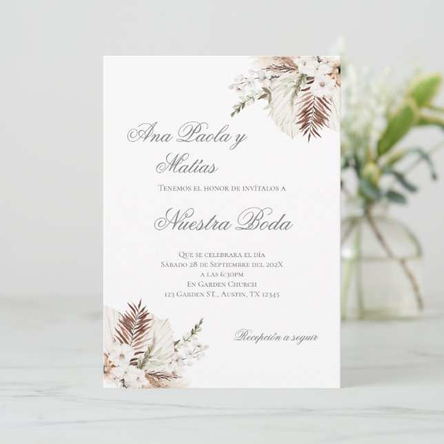 Boho Spanish Wedding Invitation (Standing Front)
