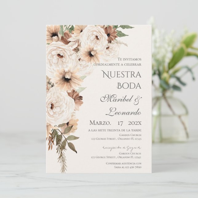 Boho Spanish Wedding Invitation (Standing Front)