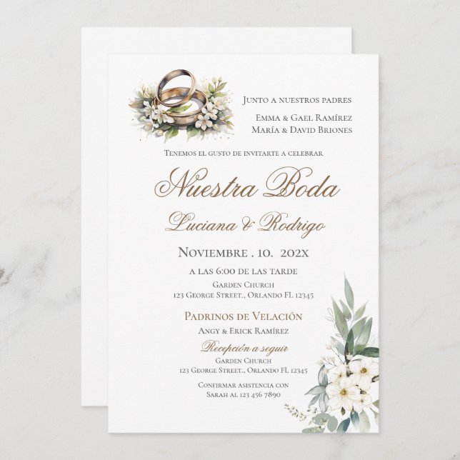 Boho Spanish Wedding Invitation (Front/Back)