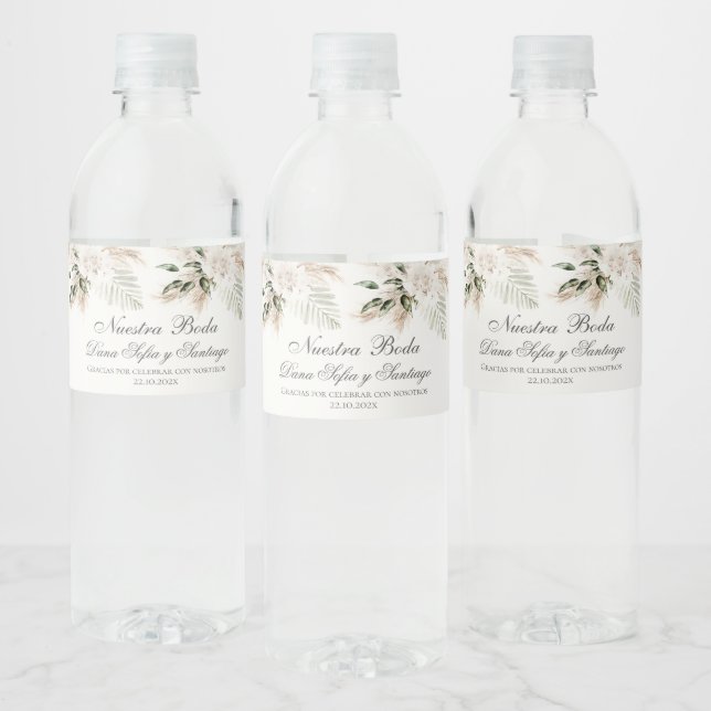 Boho Spanish Wedding Water Bottle Label (Bottles)