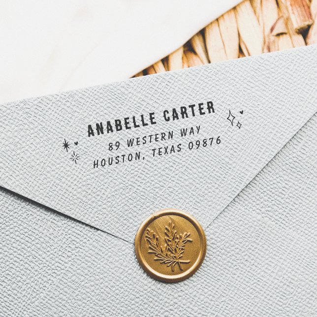 Boho Sparkles Handwriting Name & Return Address  Rubber Stamp (Creator Uploaded)