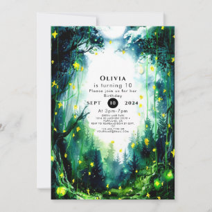 Boho Sparkling Woodland Birthday Invitation