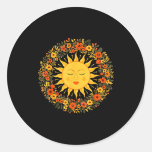 Boho Spiritual Sun Cute Bohemian Celestial Hippie  Classic Round Sticker