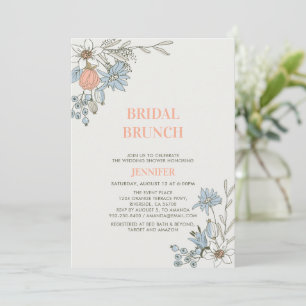 Boho Spring Blue Floral Bridal Brunch Shower Invit Invitation