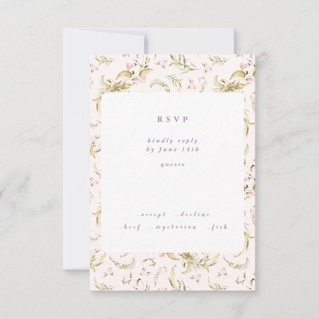 Boho Spring Botanical Big WildFlower Wedding RSVP  Card (Front)