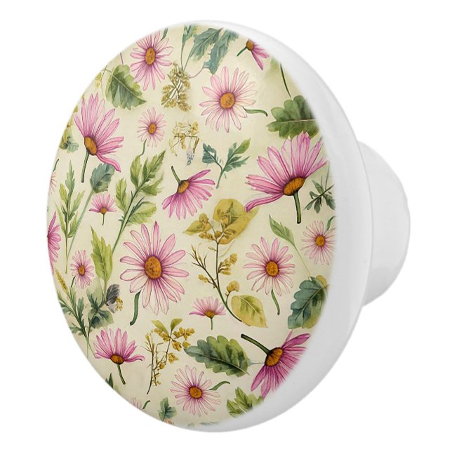 Boho Spring Floral  Ceramic Knob (Right)