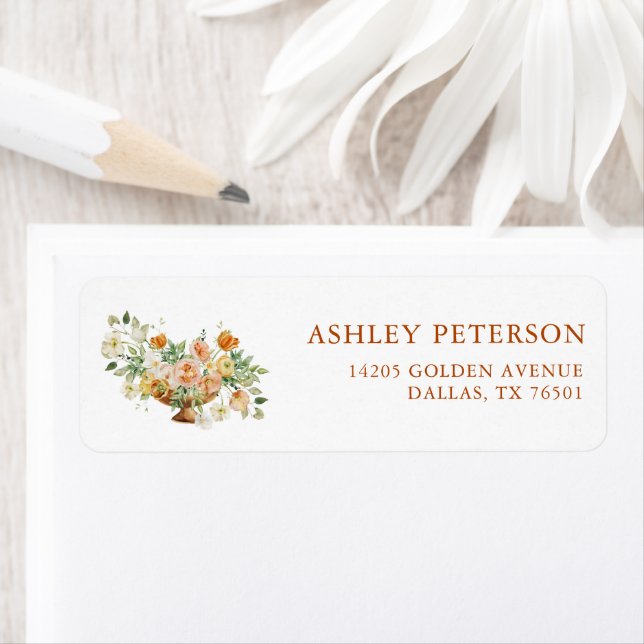 Boho Spring Flowers Shower Return Address Label (Insitu)