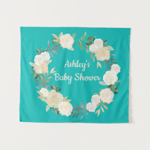 Boho Spring Wedding Backdrop Turquoise Baby Shower Tapestry