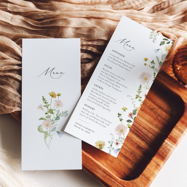 Boho Spring Whimsical Wildflower Elegant Wedding Menu (Creator Uploaded)