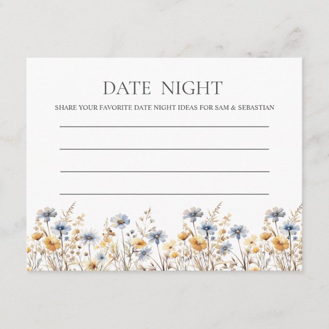 Boho Spring Wildflower Date Night Advice Card (Front)