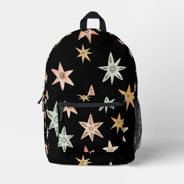 Boho stars  printed backpack (Front)