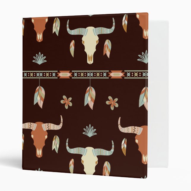 Boho Steer  Pattern Binder (Front/Inside)