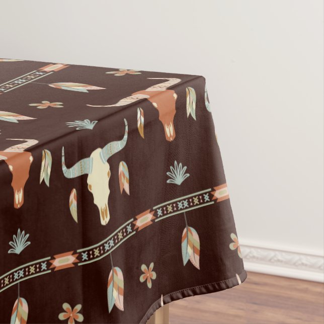 Boho Steer Pattern Tablecloth (In Situ)