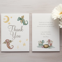 Boho Storybook Dragon Baby shower Carte de remerci